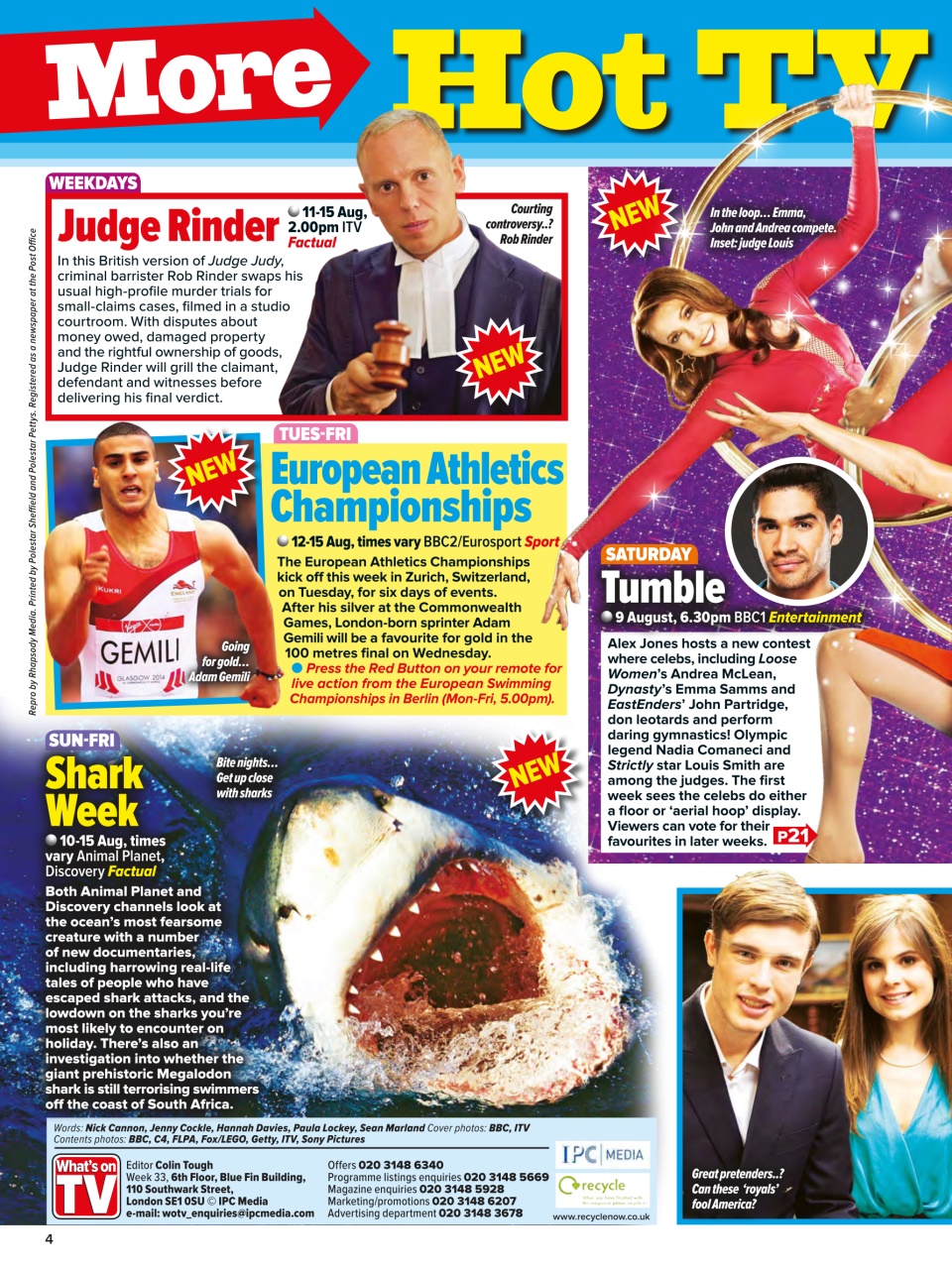 What's on TV Preview Pages