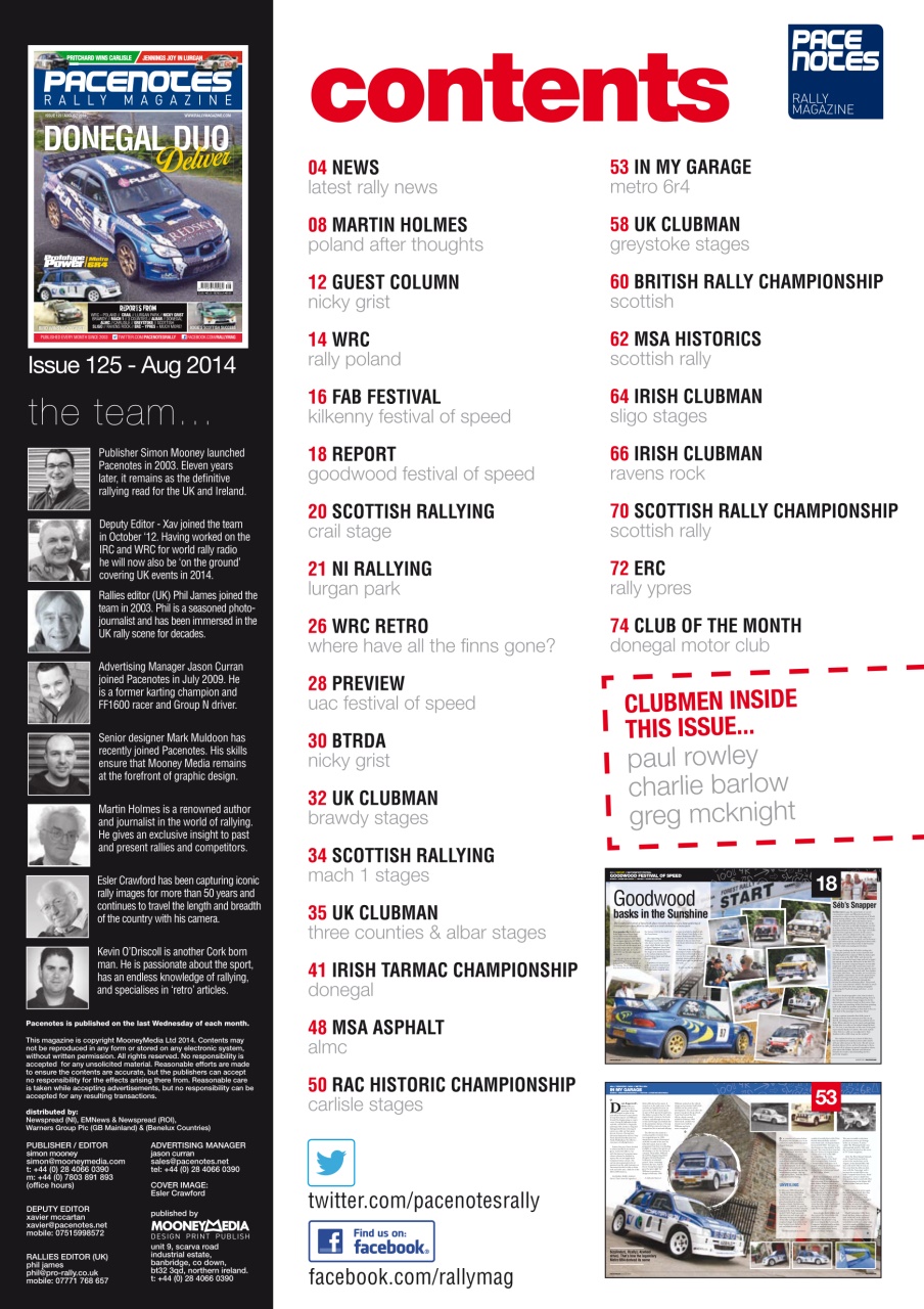 Pacenotes Rally magazine Preview Pages