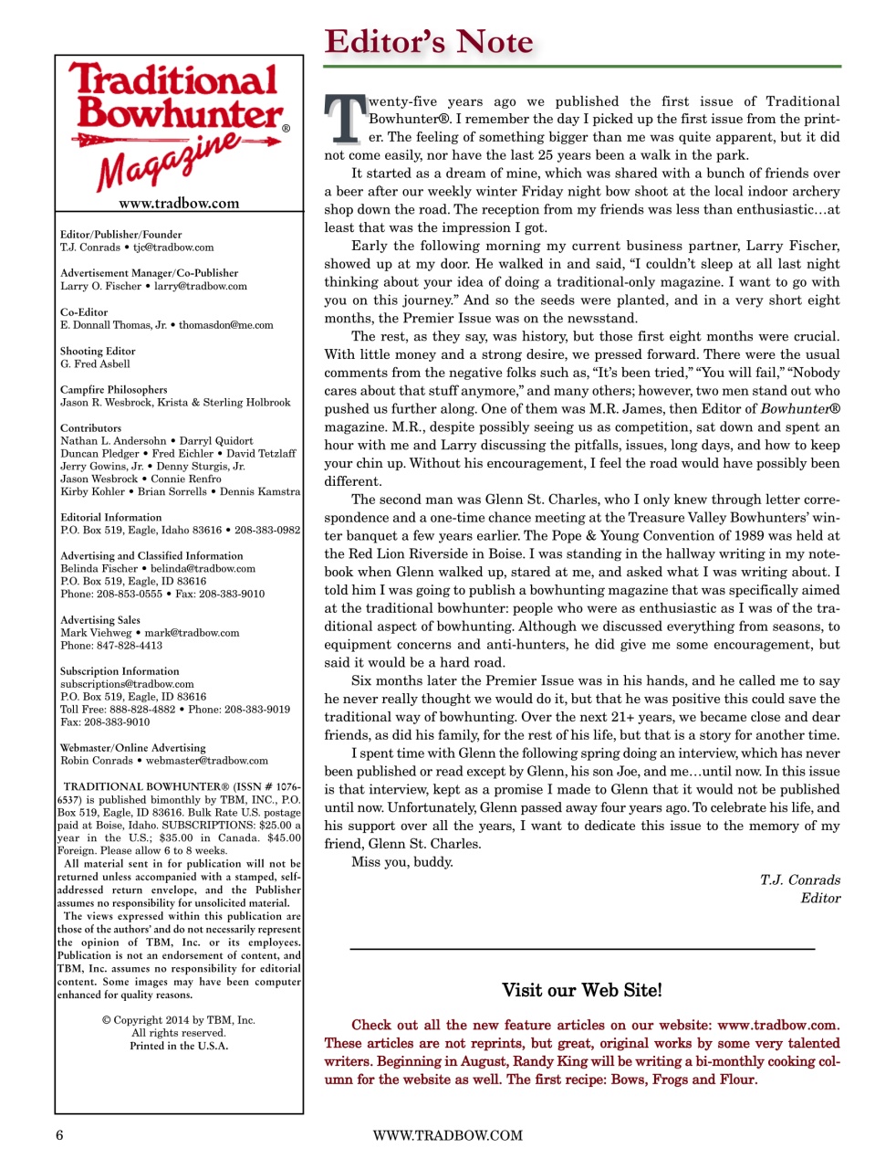 Traditional Bowhunter Magazine Preview Pages