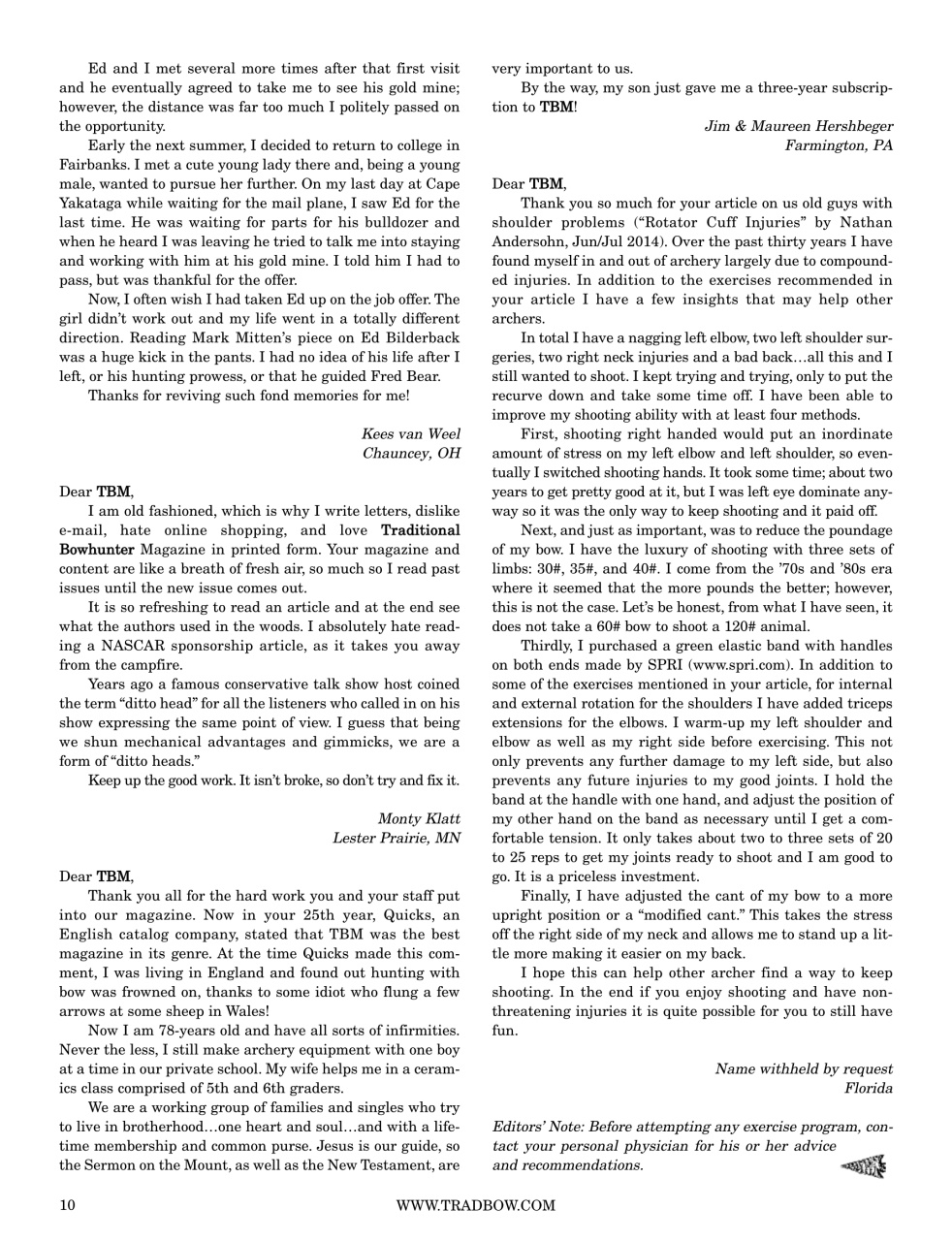 Traditional Bowhunter Magazine Preview Pages