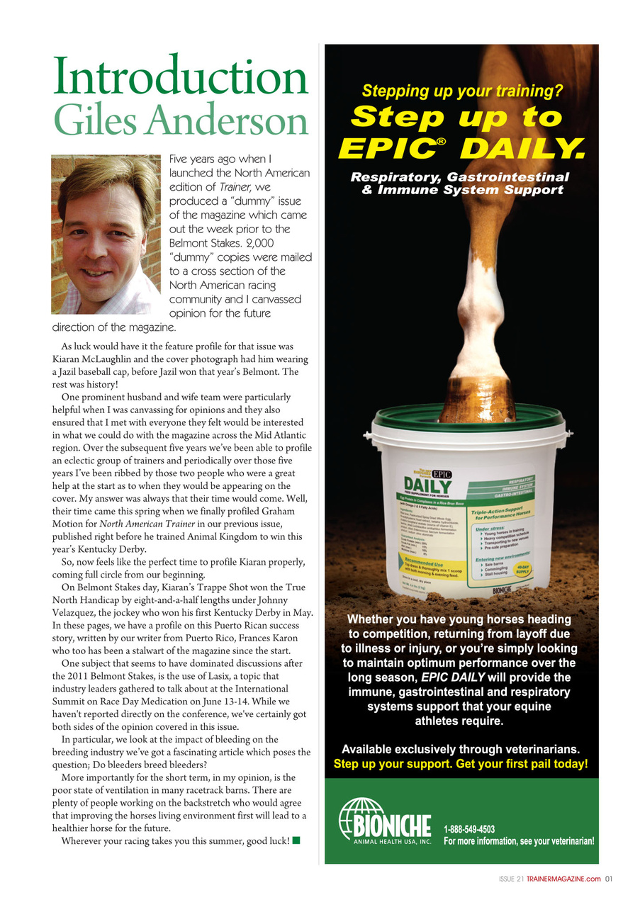 North American Trainer Magazine - horse racing Preview Pages