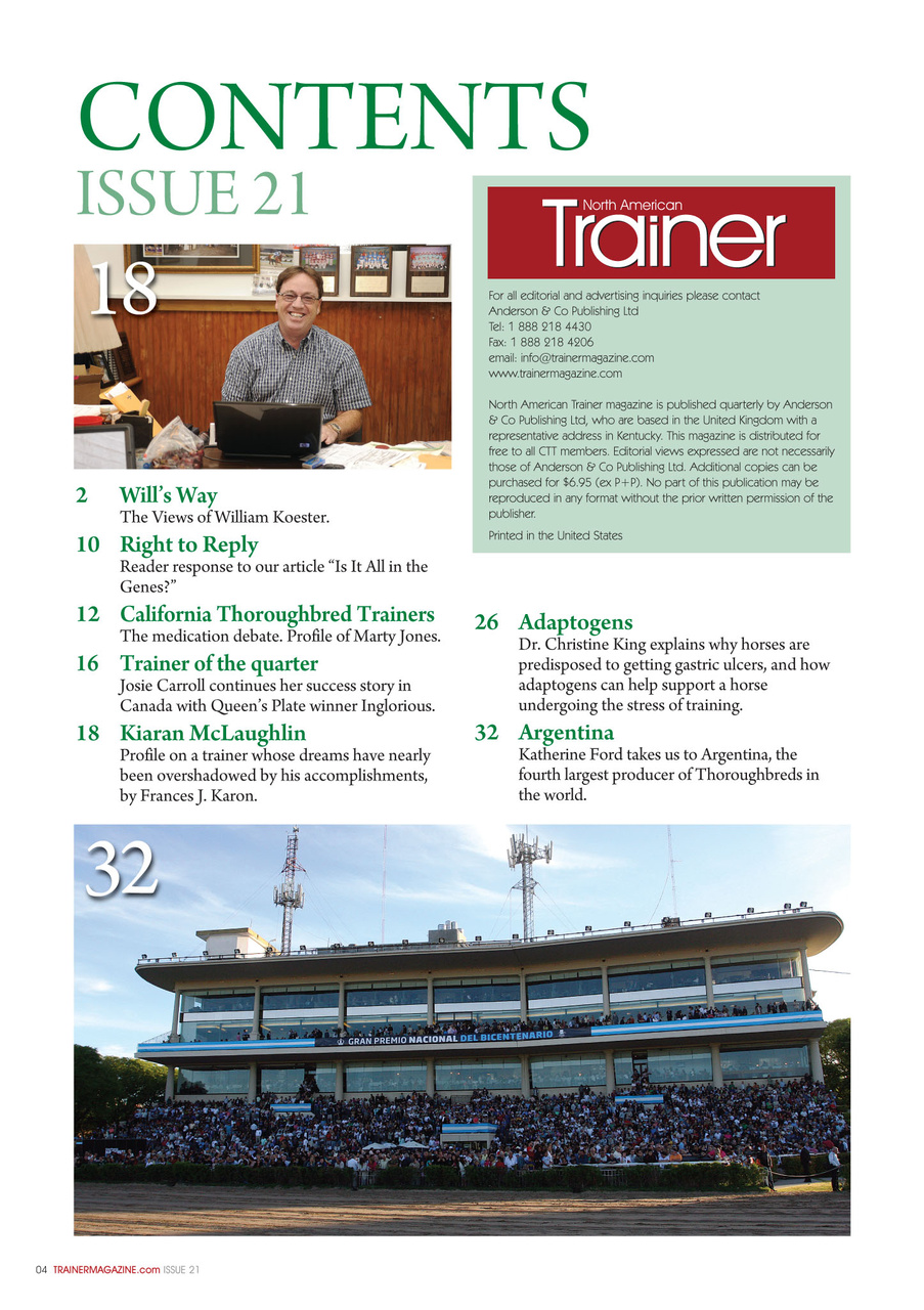 North American Trainer Magazine - horse racing Preview Pages