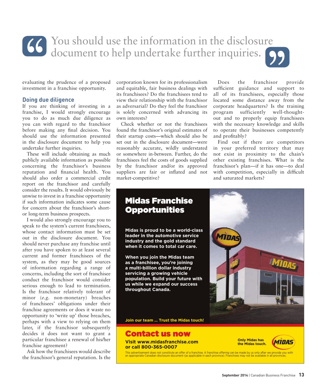 Canadian Business Franchise Preview Pages