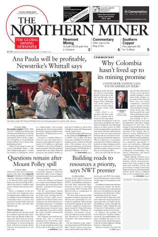 The Northern Miner issue Vol. 100 No. 27