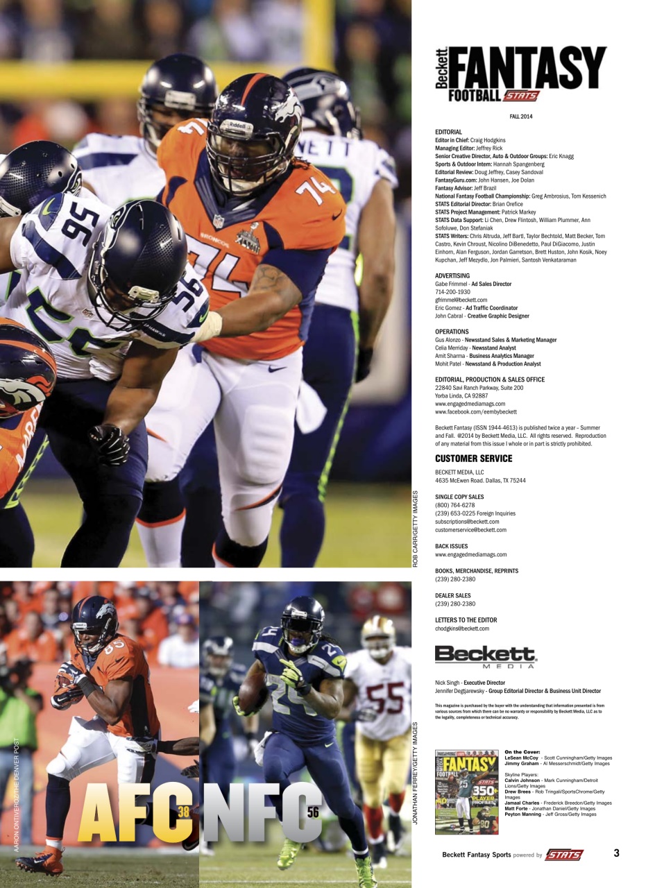 Beckett Football Magazine Preview Pages