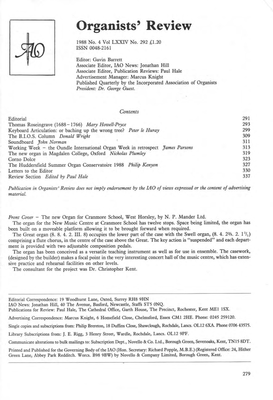 Organists' Review Preview Pages