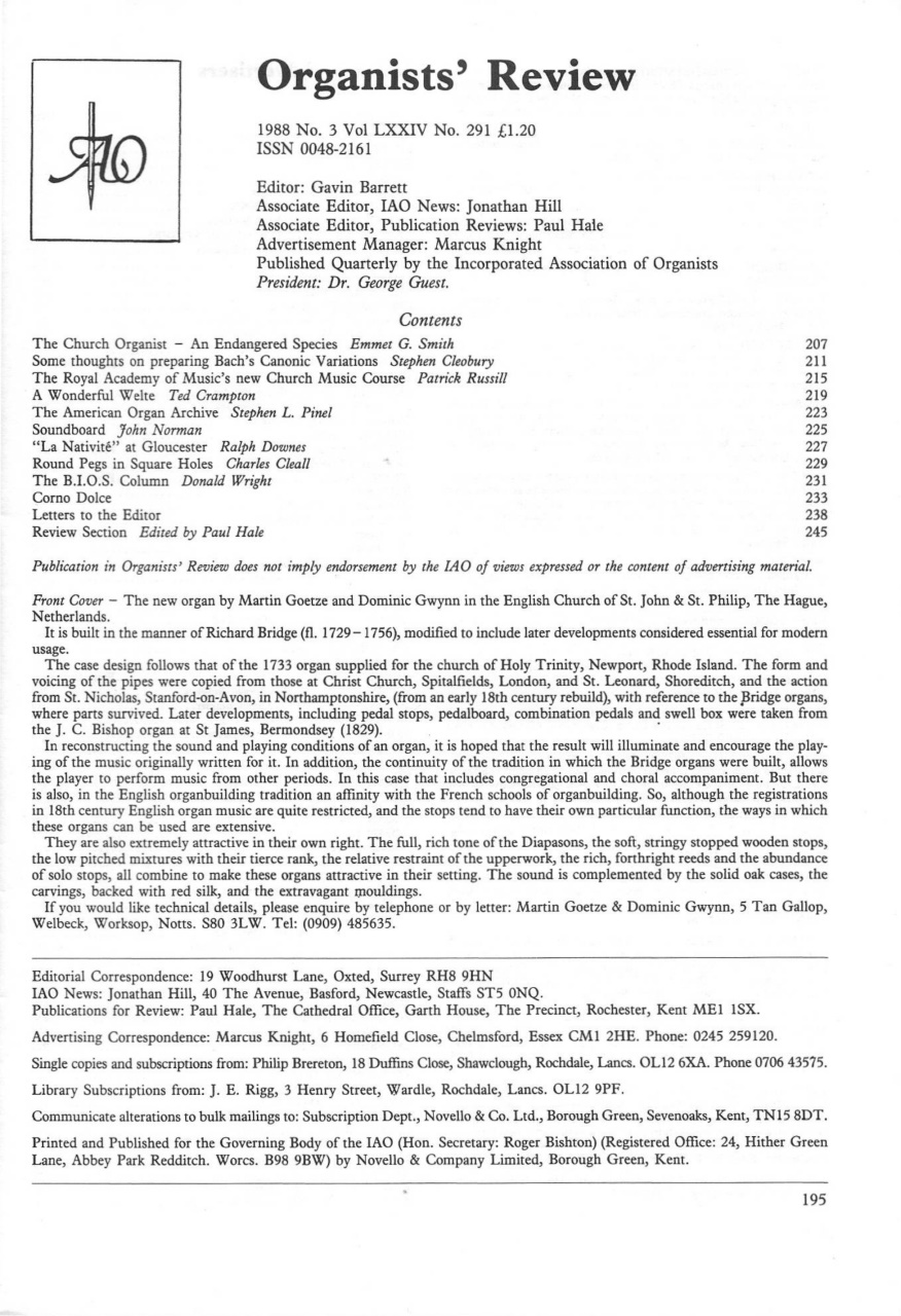 Organists' Review Preview Pages