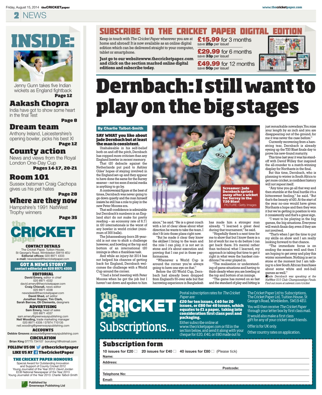 The Cricket Paper Preview Pages
