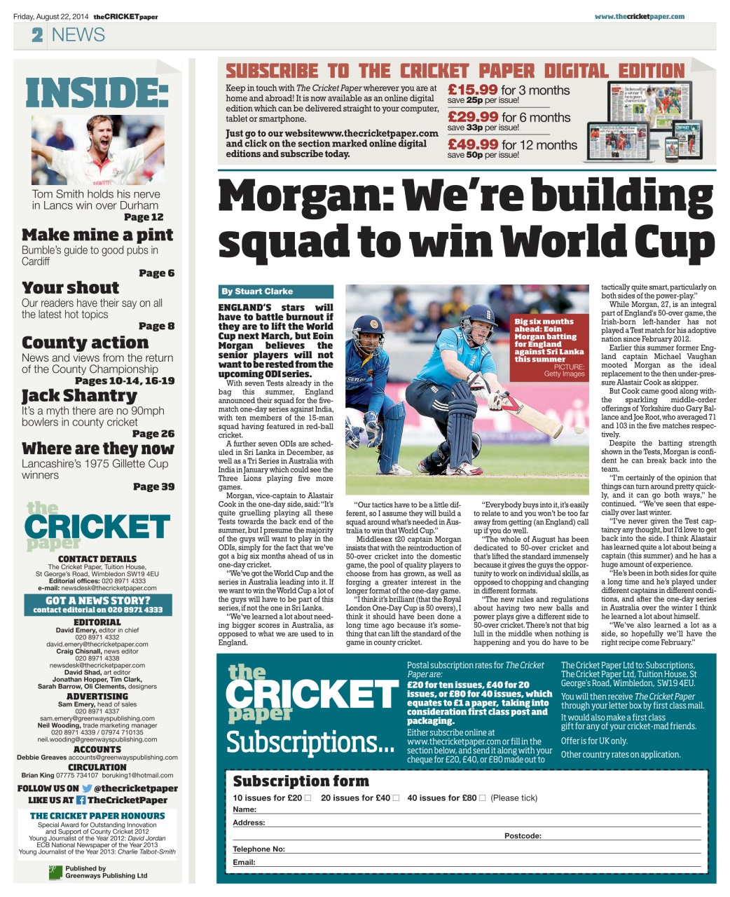 The Cricket Paper Preview Pages