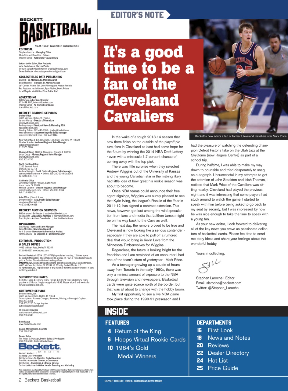 Beckett Basketball Magazine Preview Pages