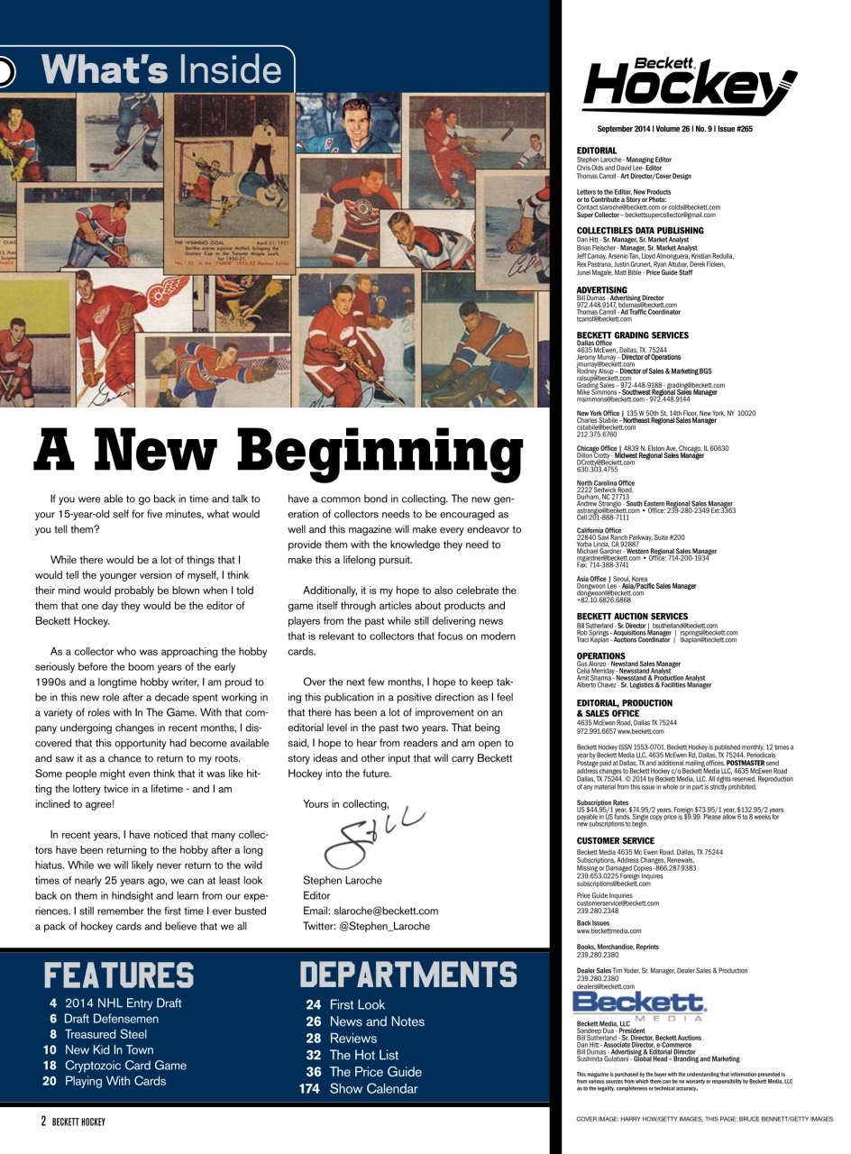 Beckett Hockey Magazine Preview Pages
