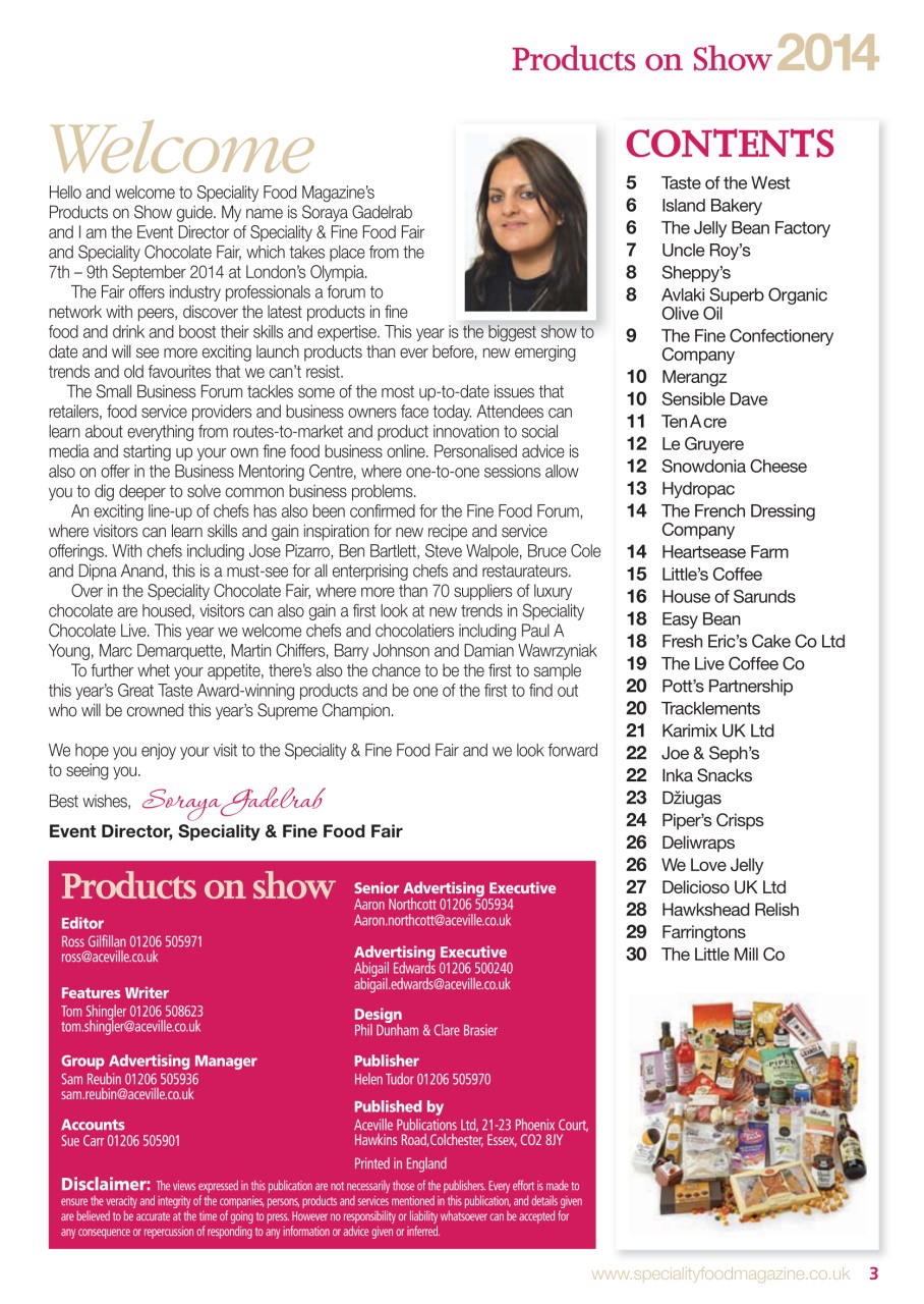 Speciality Food Preview Pages