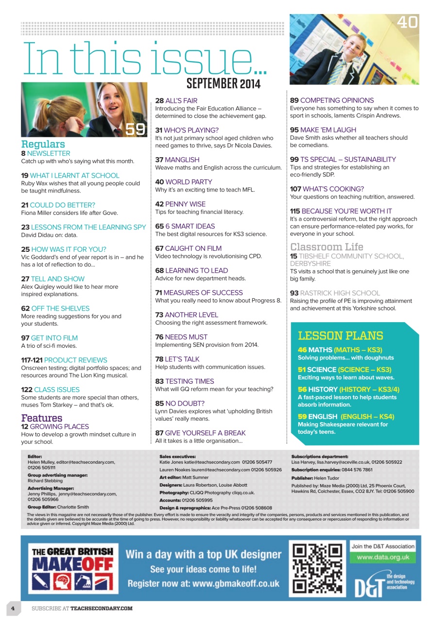 Teach Secondary Preview Pages