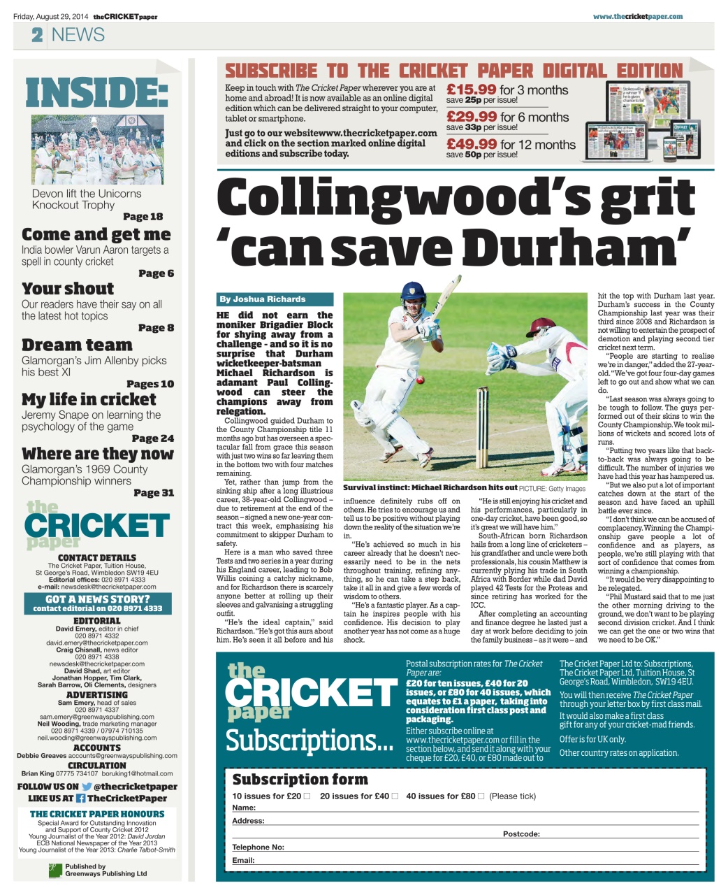 The Cricket Paper Preview Pages