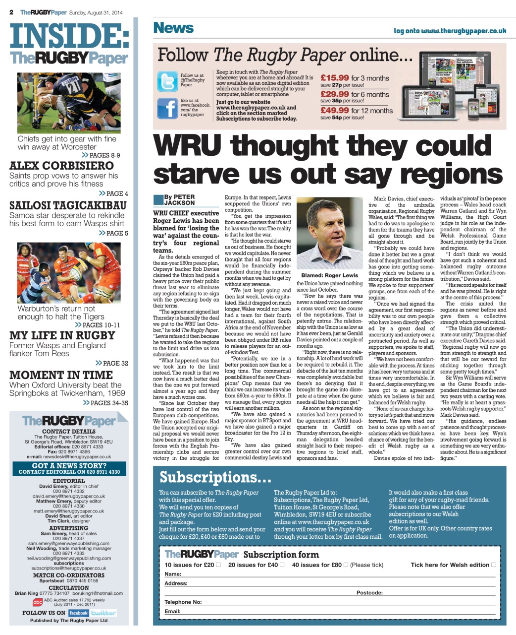 The Rugby Paper Preview Pages