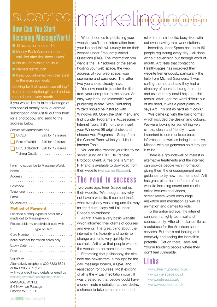 Massage World Preview Pages