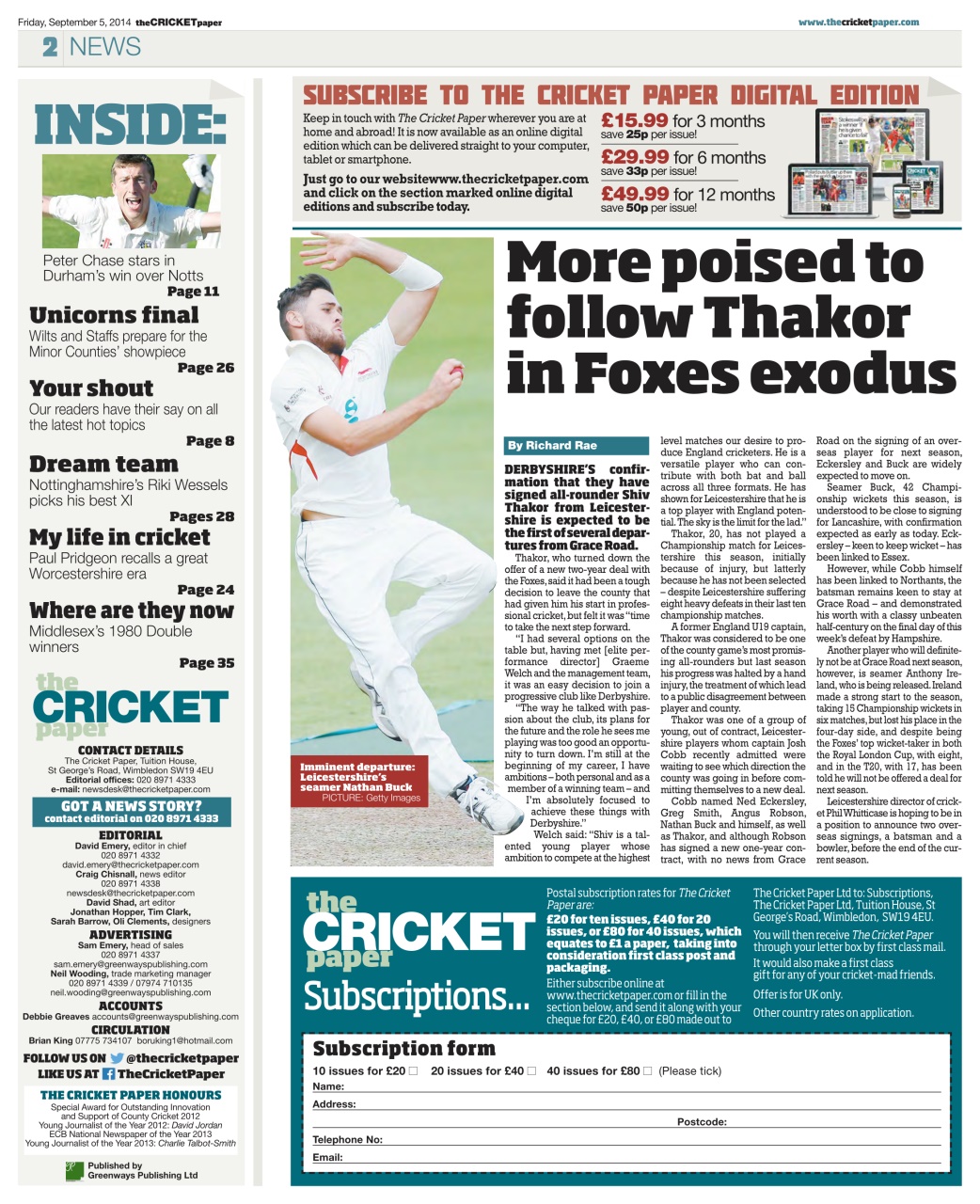 The Cricket Paper Preview Pages