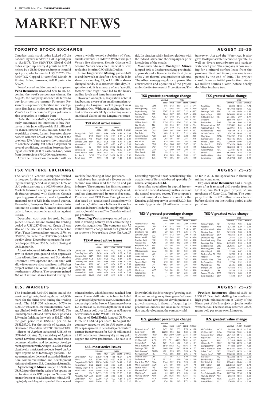 The Northern Miner Preview Pages