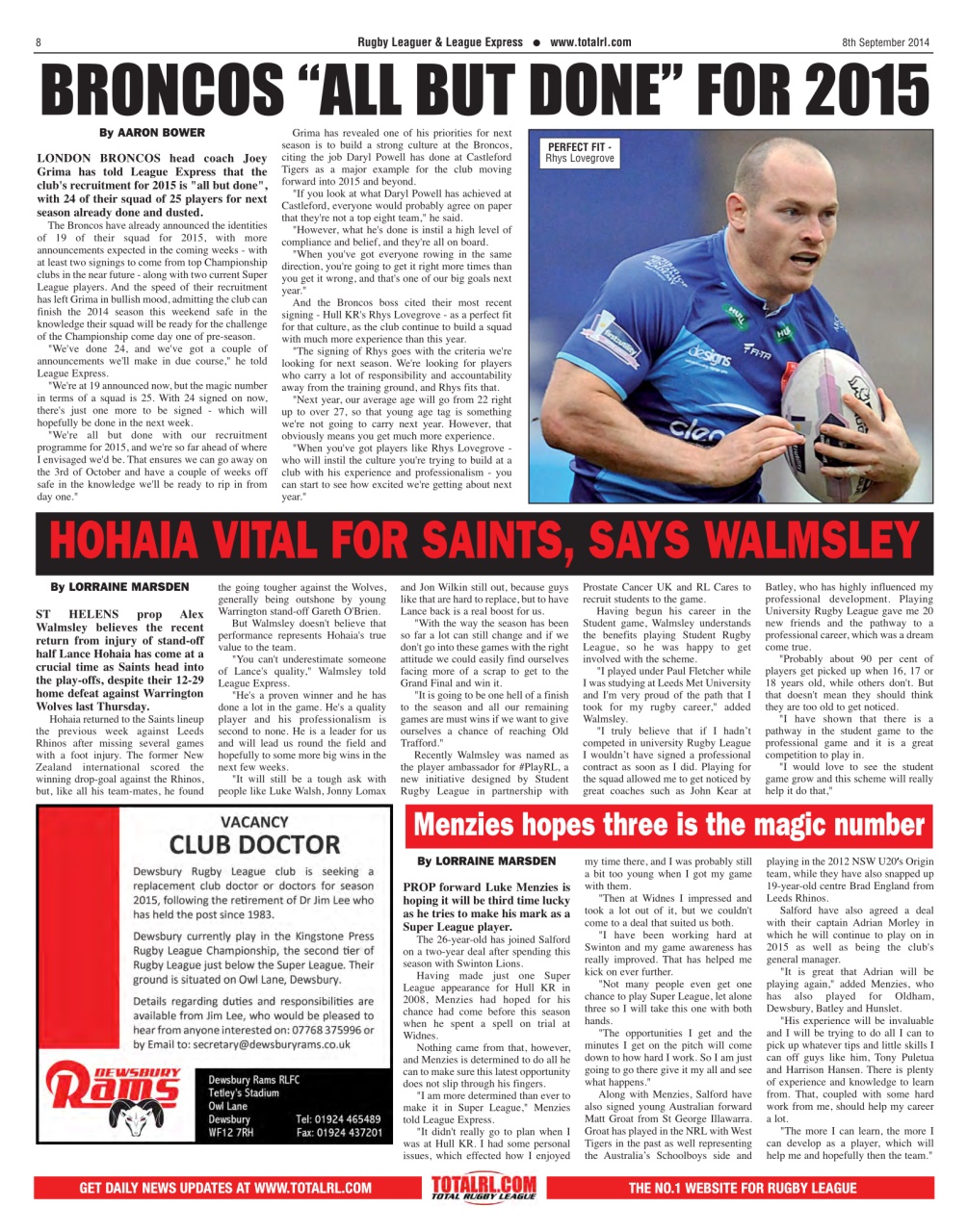 League Express Preview Pages