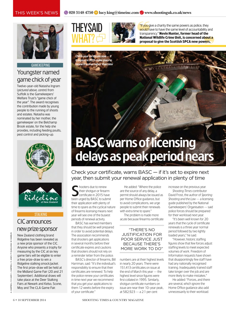 Shooting Times & Country Preview Pages