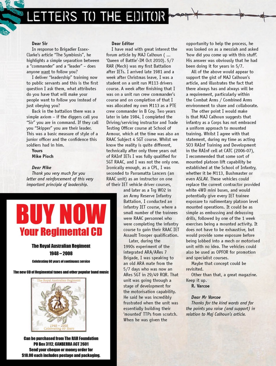 Australian Infantry Magazine Preview Pages