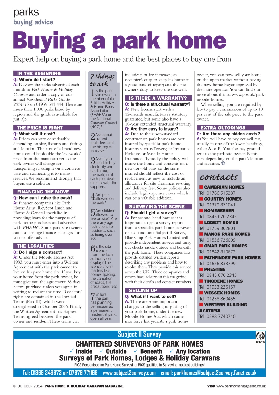 Park Home & Holiday Living Preview Pages
