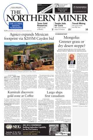 The Northern Miner issue Vol. 100 No. 31