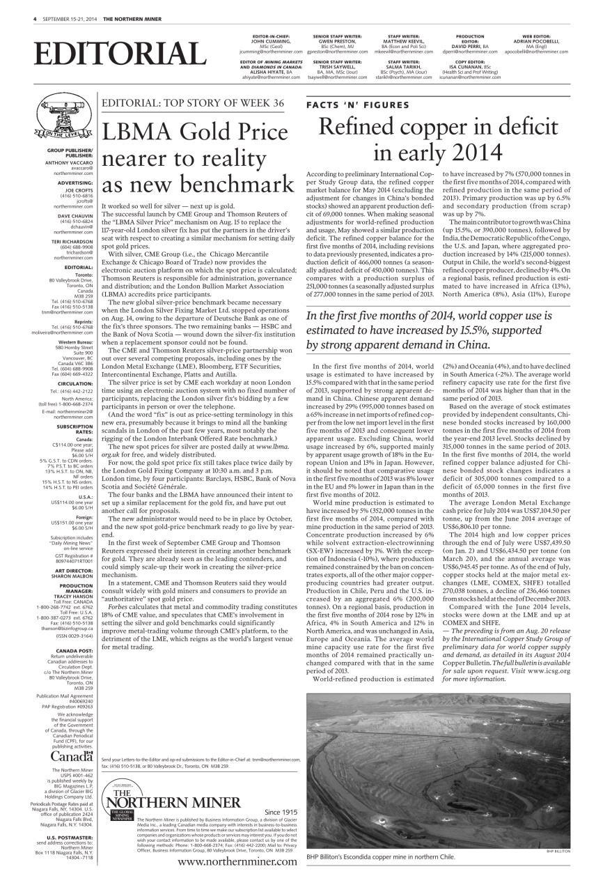 The Northern Miner Preview Pages