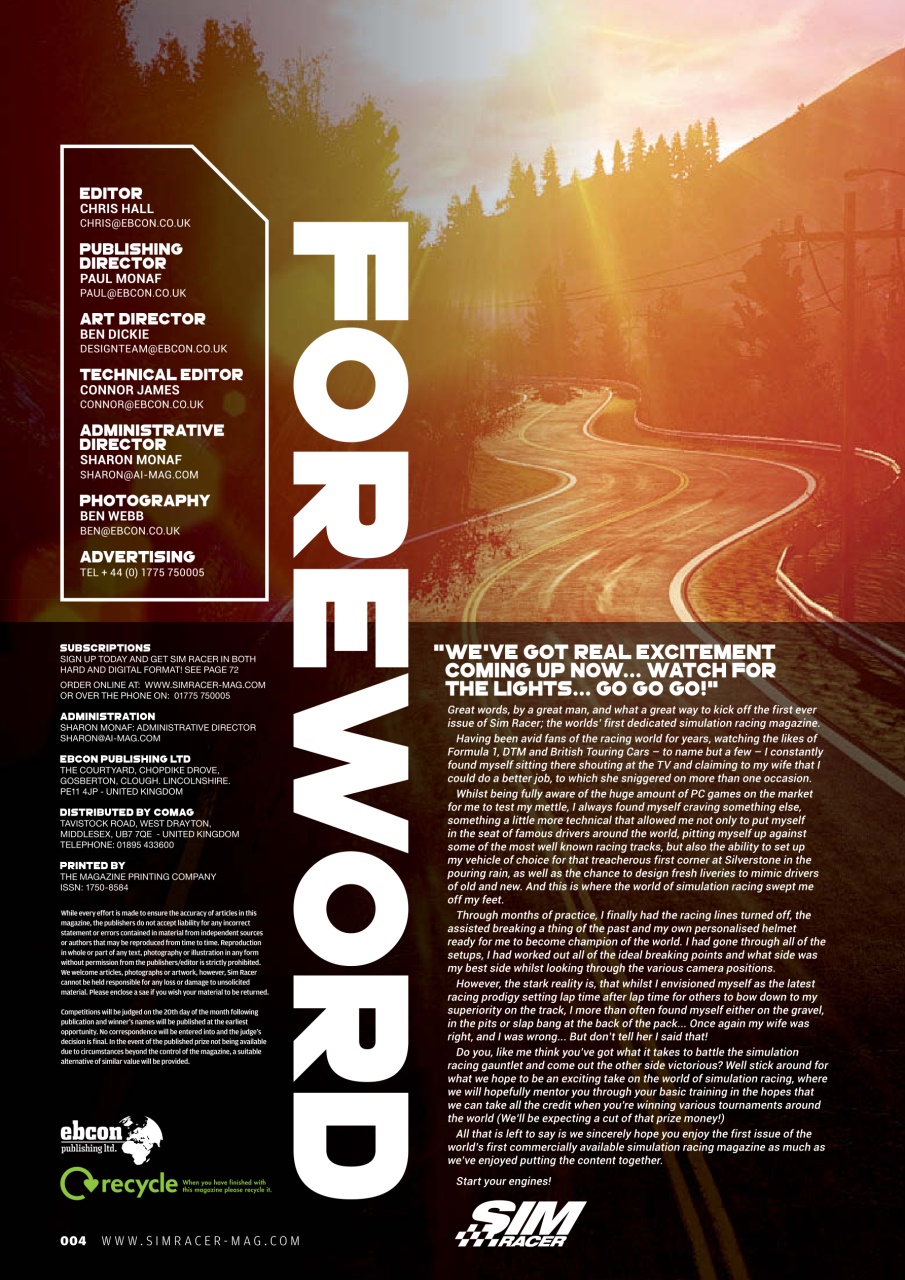 Sim Racer Preview Pages