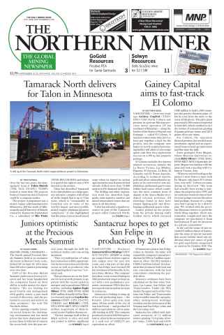 The Northern Miner issue Vol. 100 No. 32