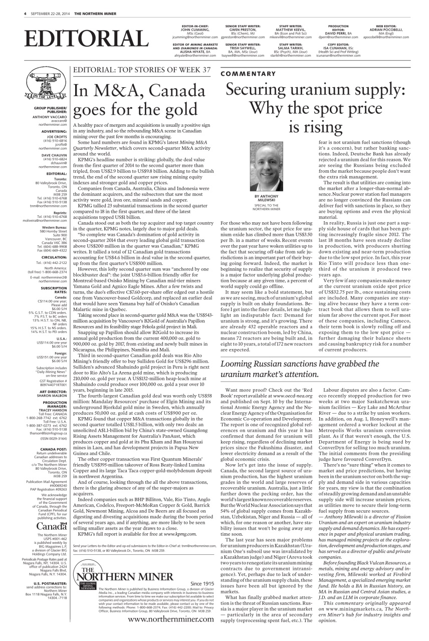 The Northern Miner Preview Pages