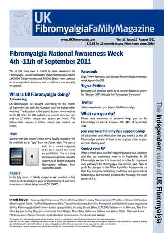 Fibromyalgia Magazine issue August 2011