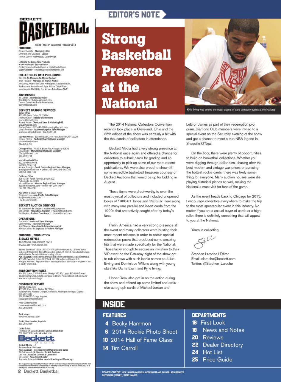 Beckett Basketball Magazine Preview Pages