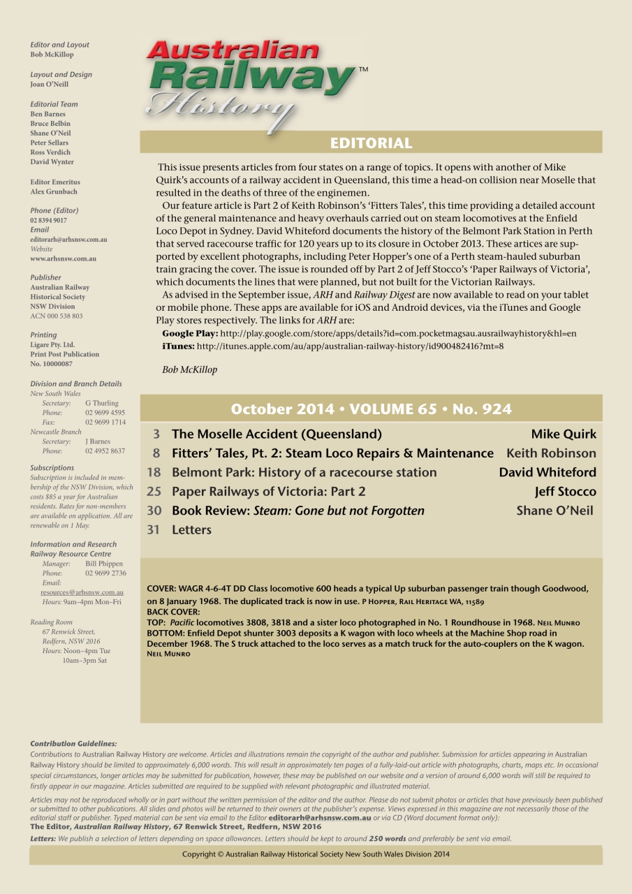 Australian Railway History Preview Pages