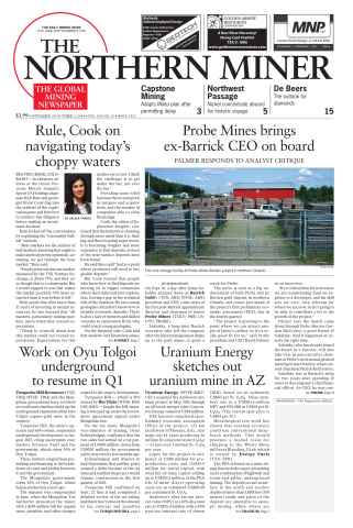 The Northern Miner issue Vol. 100 No. 33