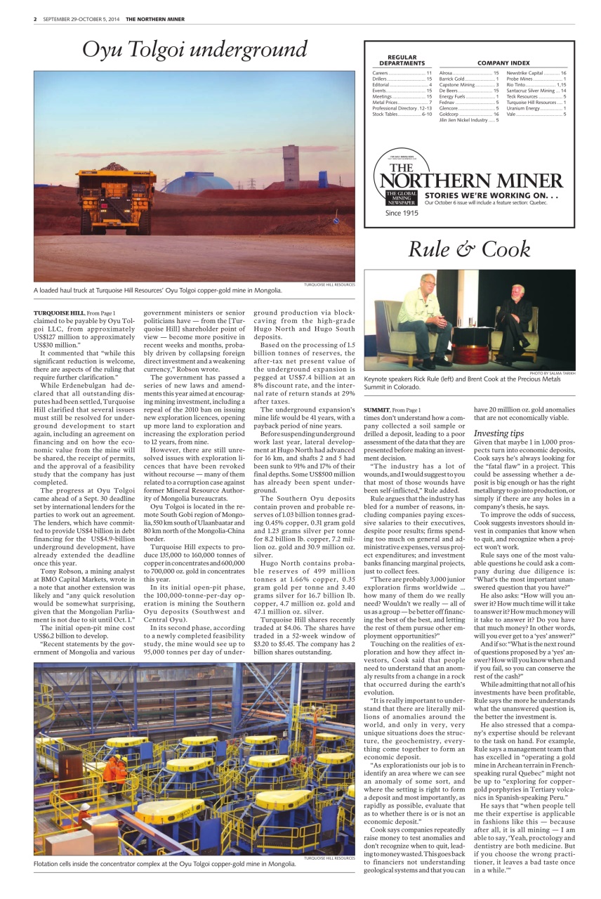 The Northern Miner Preview Pages