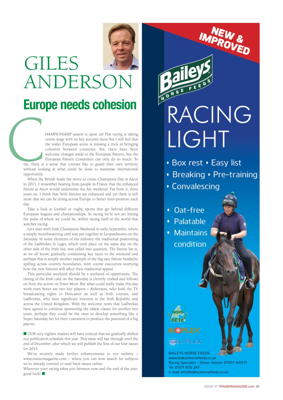 European Trainer Magazine - horse racing Preview Pages