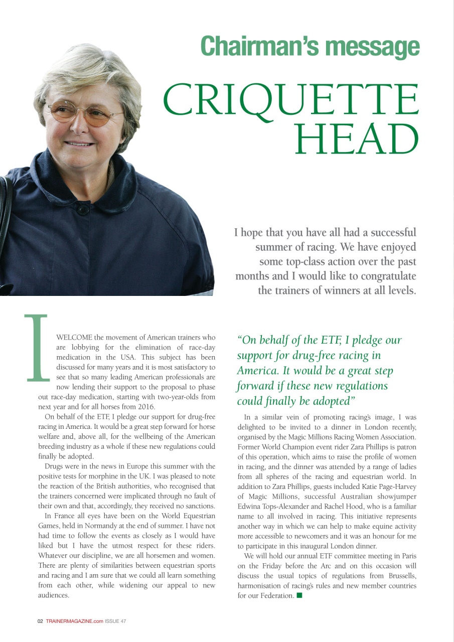 European Trainer Magazine - horse racing Preview Pages