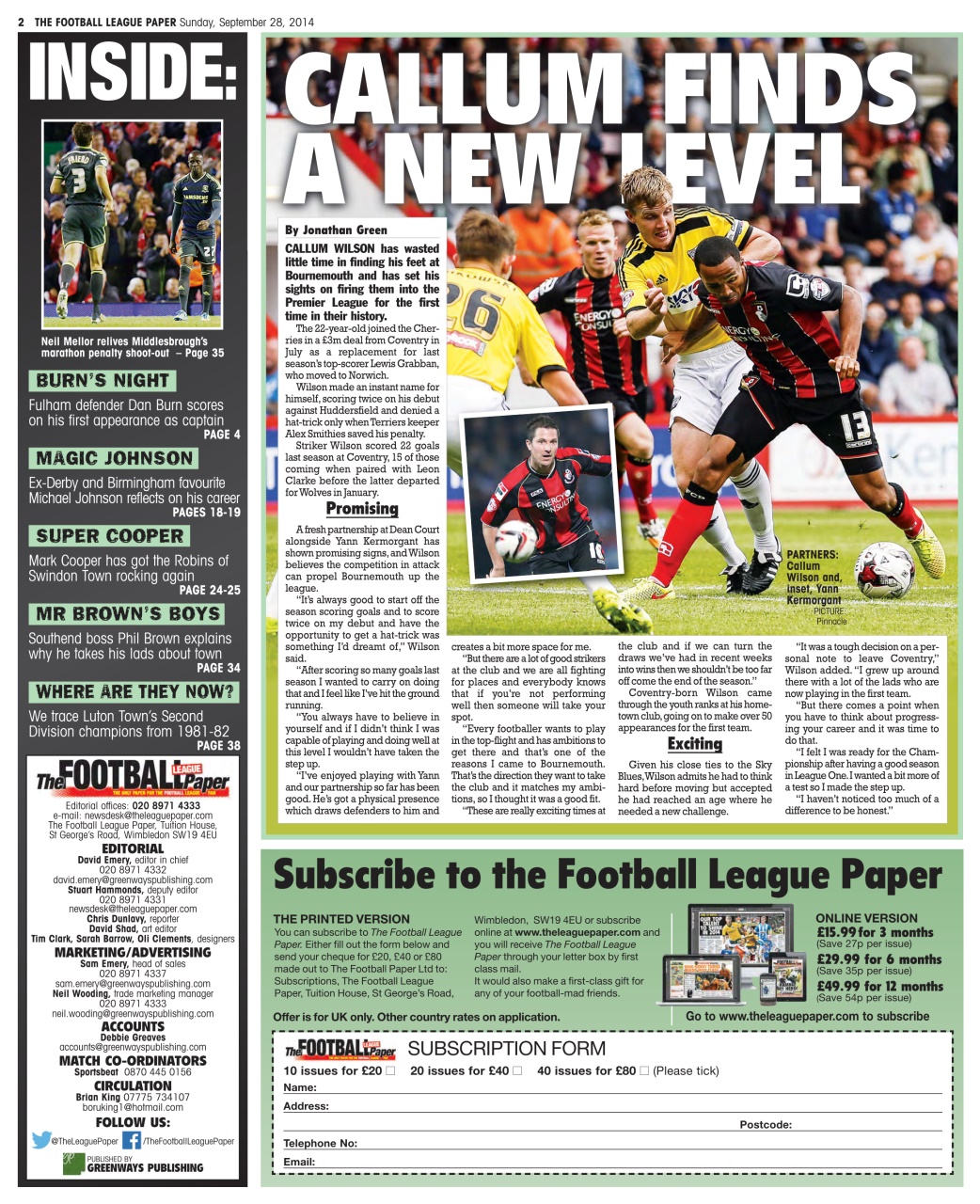 The Football League Paper Preview Pages