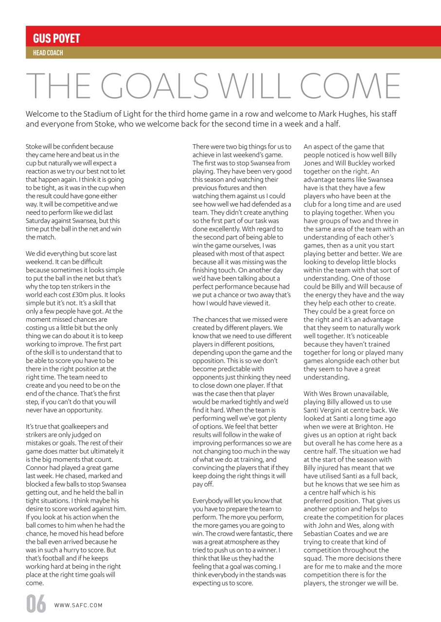 Sunderland FC Preview Pages