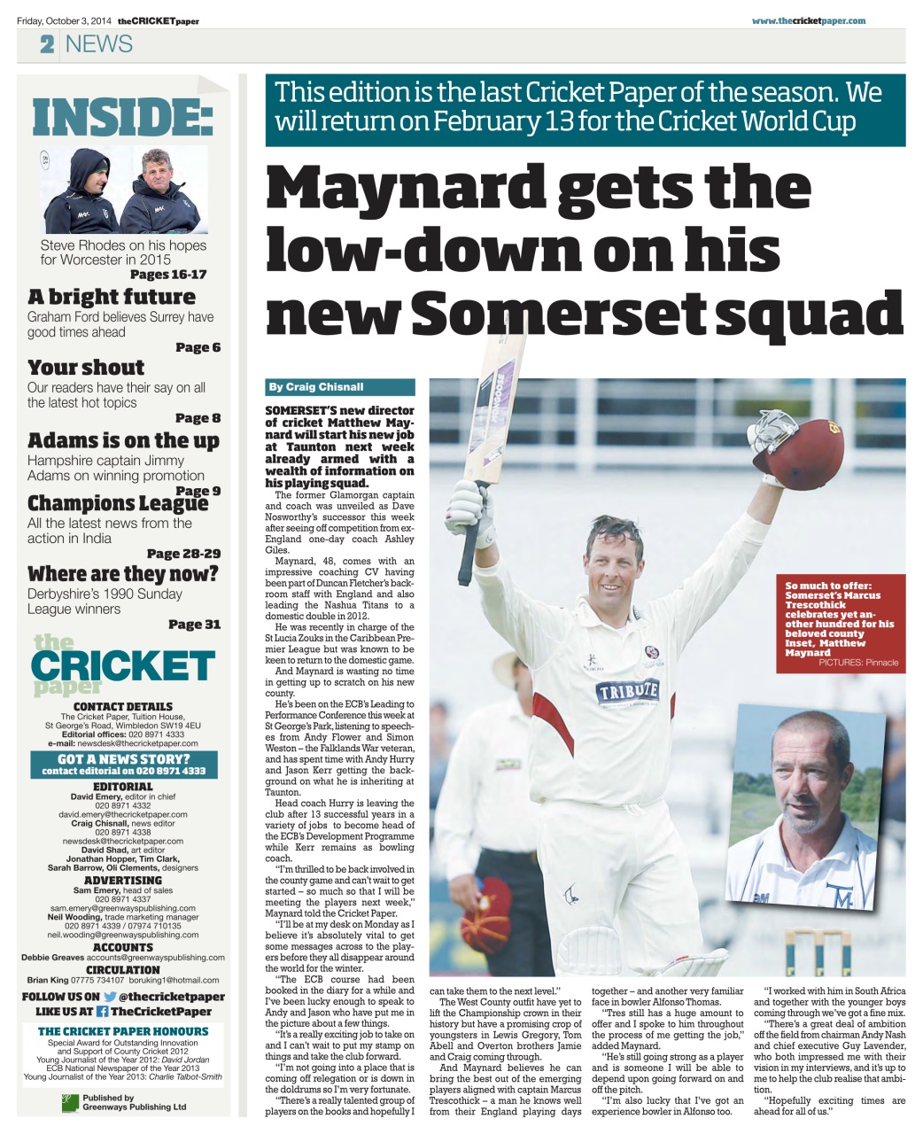 The Cricket Paper Preview Pages