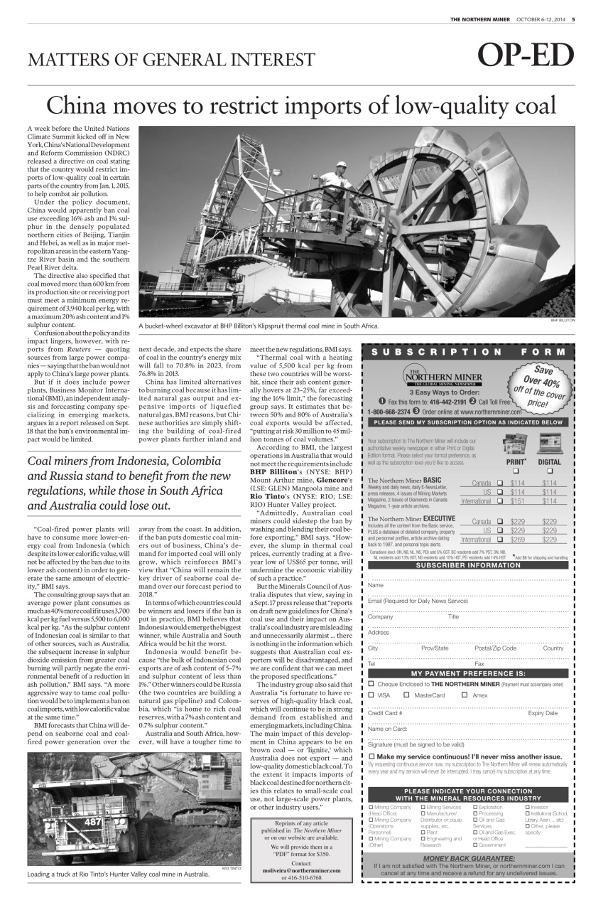 The Northern Miner Preview Pages