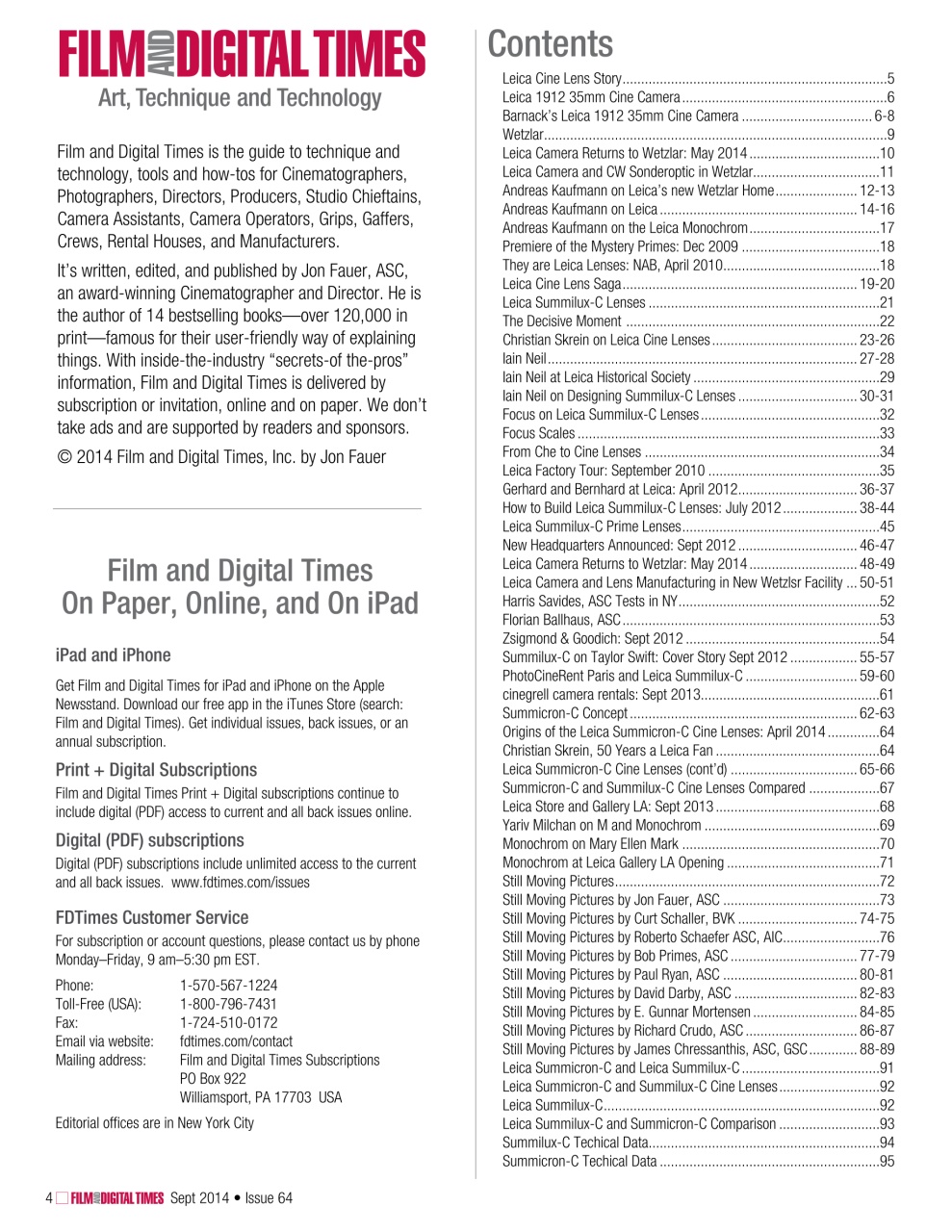 Film and Digital Times Preview Pages