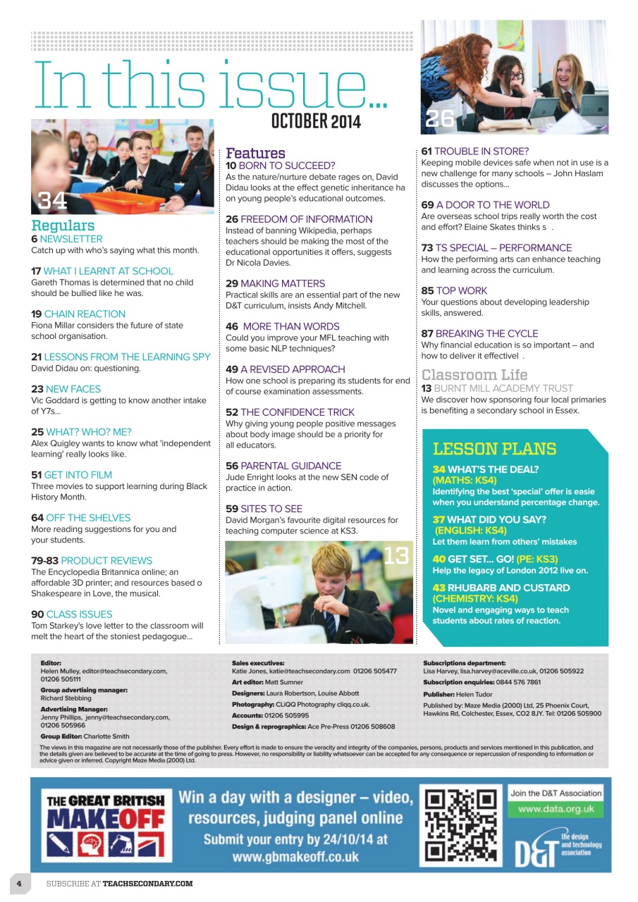 Teach Secondary Preview Pages