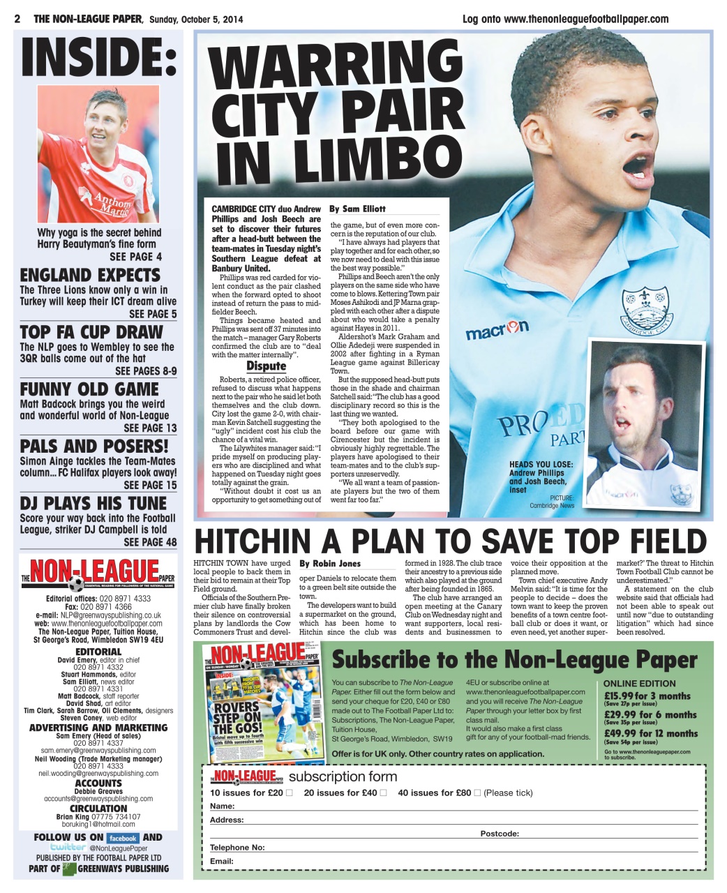 The Non-League Football Paper Preview Pages