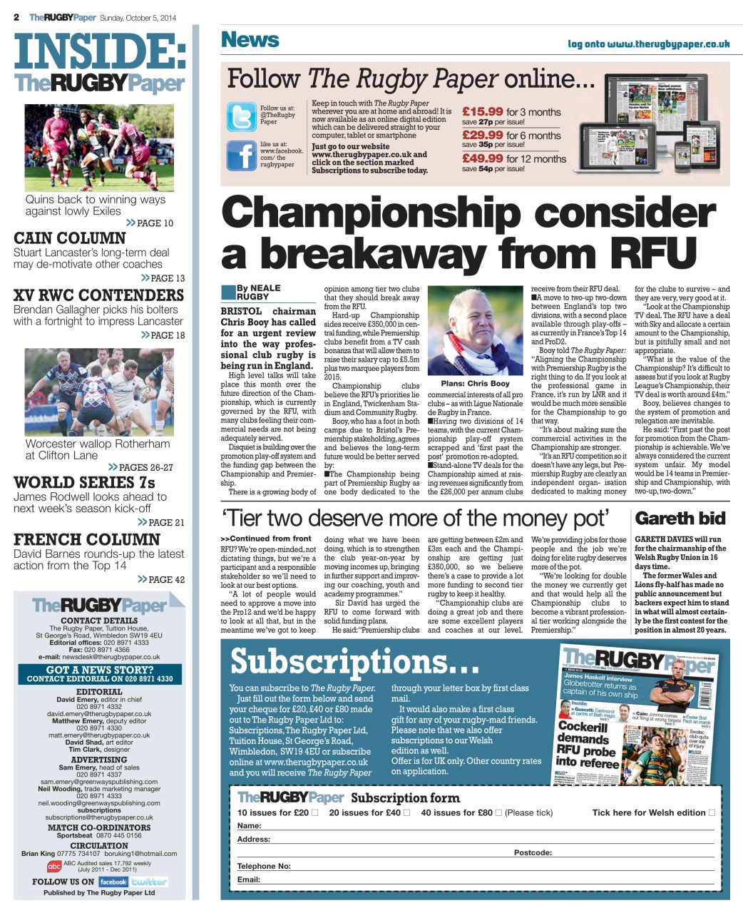 The Rugby Paper Preview Pages