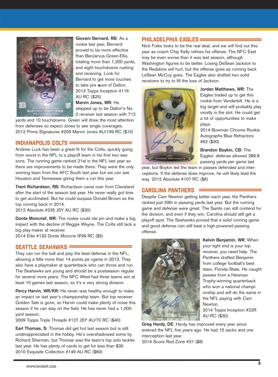 Beckett Football Magazine Preview Pages