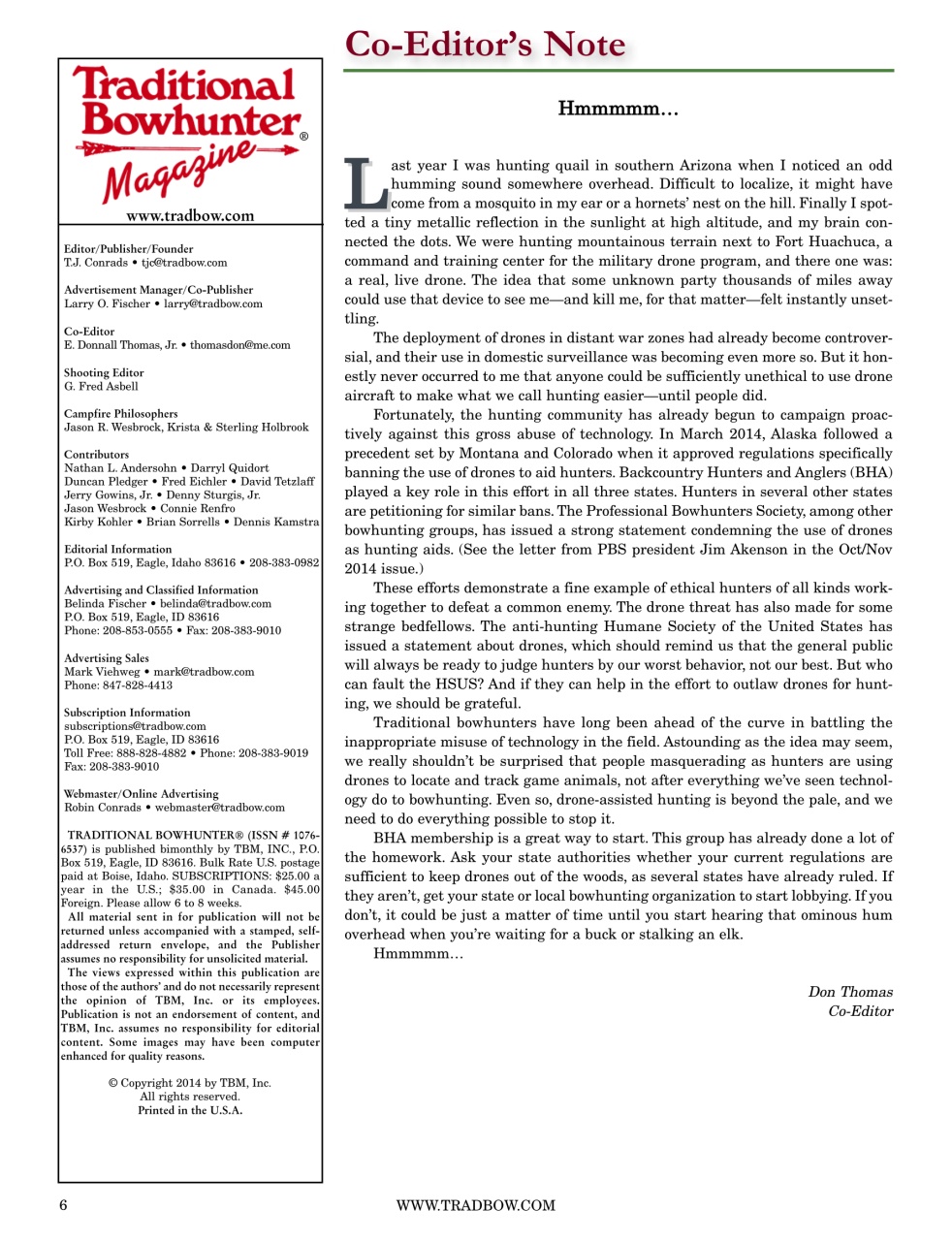 Traditional Bowhunter Magazine Preview Pages