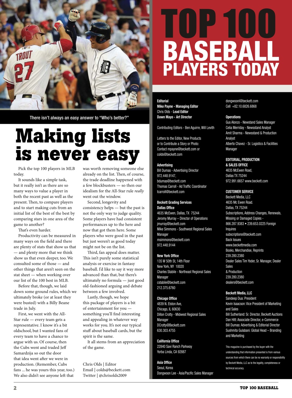 Beckett Baseball Magazine Preview Pages