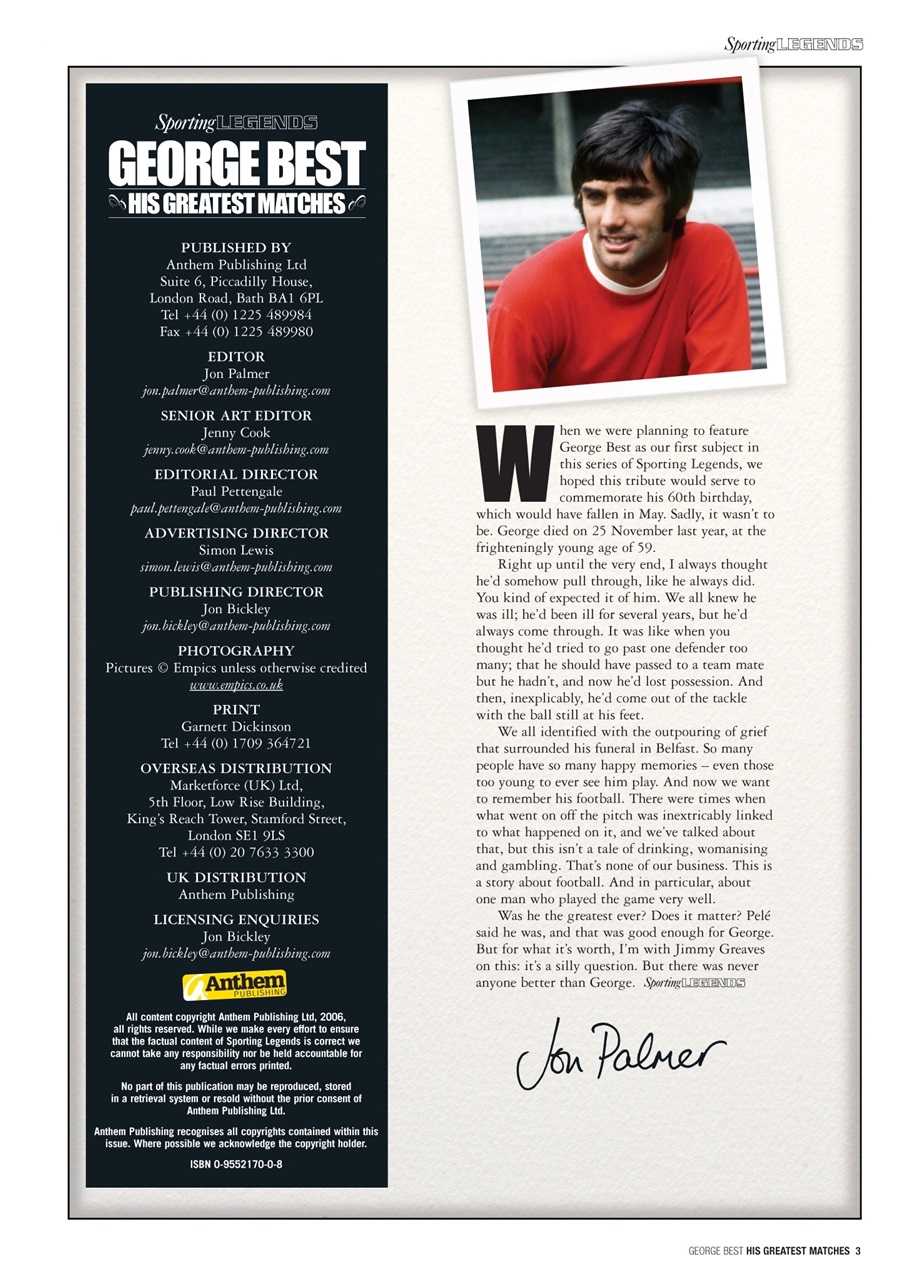 George Best his Greatest Matches Preview Pages